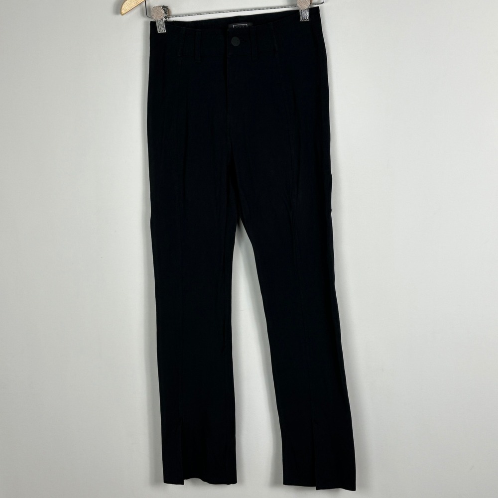 AYR Arrow Pants Womens Size Small Black Trousers‎ Stretch Back Slits Minimalist